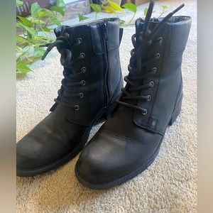 Black combat boots, size 9.